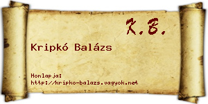 Kripkó Balázs névjegykártya