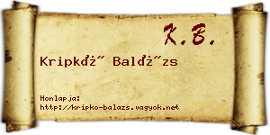Kripkó Balázs névjegykártya